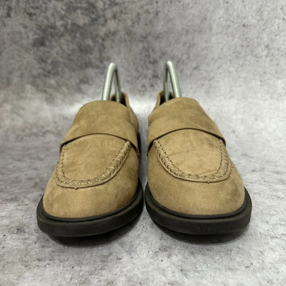 Old Navy Classic Loafer Womens 8.5 Taupe Suede Slip On Penny Moccasin Stitch